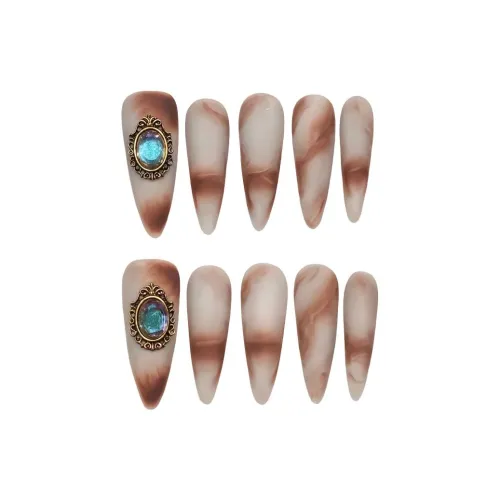 Fanze Стиль Майярд False Nail Острый Тип Янтарный Смужка Матовый