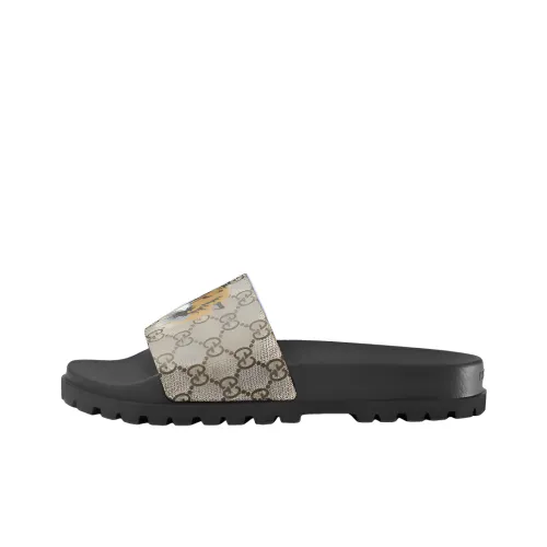 GUCCI GG Supreme Rubber Slide Тапочки Мужские Черные