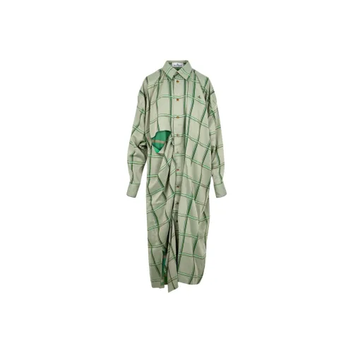 Vivienne Westwood Зеленое Женское Длинное Платье с Рукавами