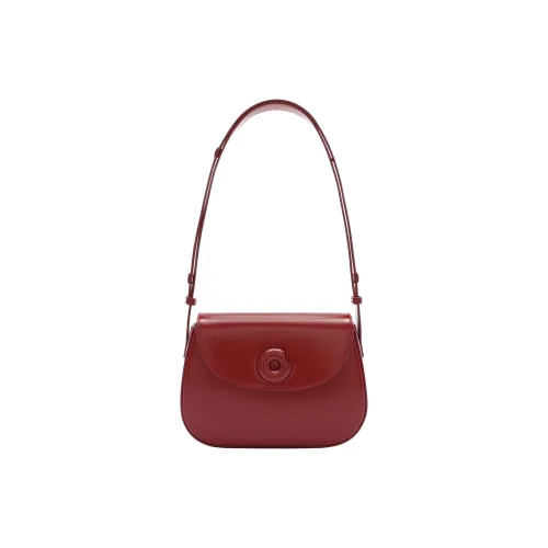 MUVA Коровья кожа Премиум Плечевая сумка Винтажная Сумка Средняя Женская Праздничная Красная Молочно-белая