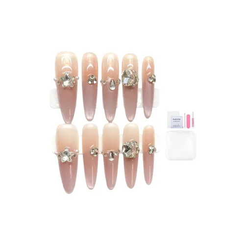 Fanze Сладкий Desire Принцесса Французский Кошачий глаз Квадрат Sugar Ромб False Nail Длинный Заостренный Нюдовый Градиентный Flashing 30MM