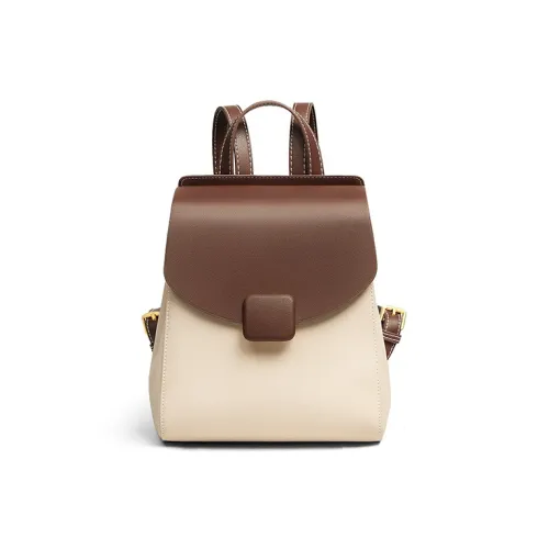 PESASRIE Рюкзак из коровьей кожи женский белый и кофейный