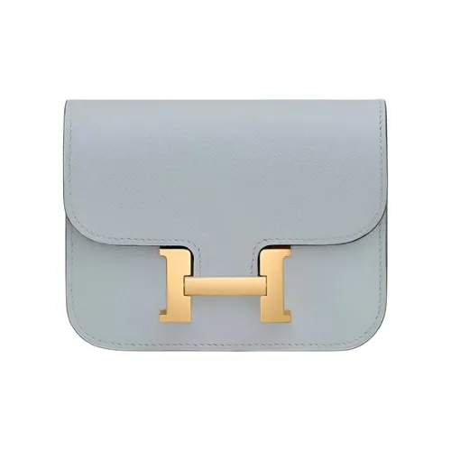 HERMES Constance Slim Evercolor Телячья кожа Бананка Женские Ледниково-голубой