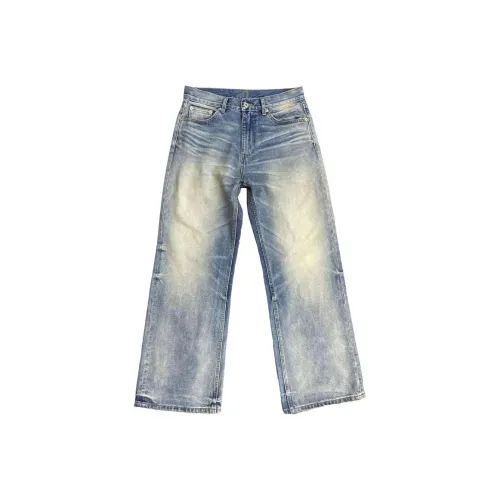 YICHEN Кремово-голубой [A Линия Форма] Унисекс Джинсы