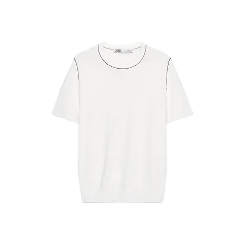 ZARA Белый/Морской синий Женские Трикотаж