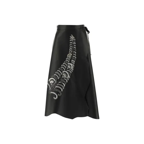 PRADA Черные Женские Кожаные Длинные Юбки