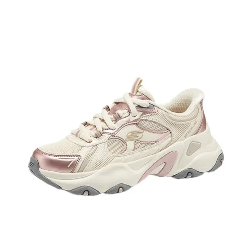 Skechers D'LITES 5,0 Устойчивые к истиранию Низкие Топ Кроссовки с Толстой Подошвой Женские Розовые Бежевые