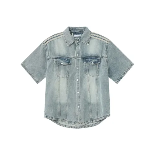 W7H1 Синие Унисекс Рубашки