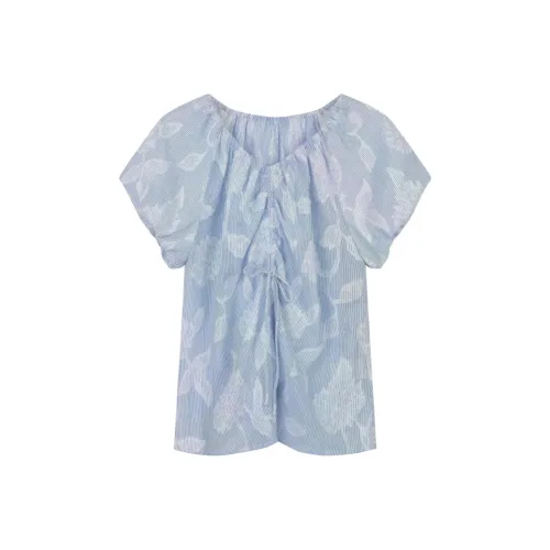 SOLIGHTER Сине-белые полоски Женские Рубашки