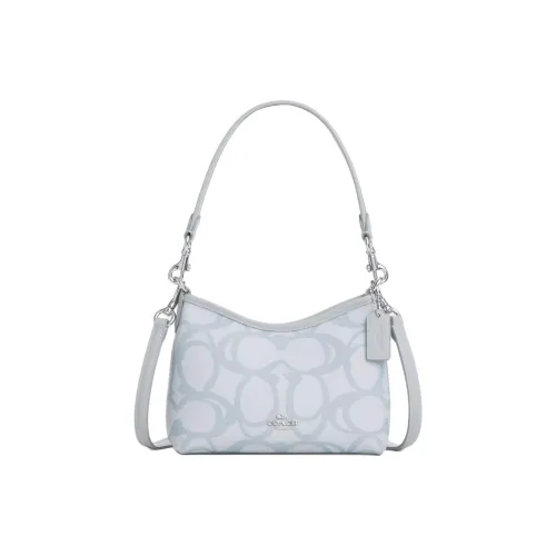 COACH Laurel Покрытый холст Плечевая сумка Маленькая Женская Ледяной синий