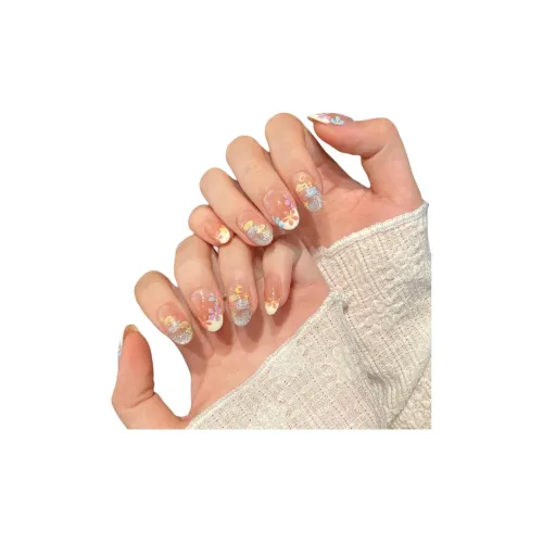 Fanze Birdsong And Цветочный Румяна False Nail Короткий LADDER Овал Розовый Градиентный Flashing