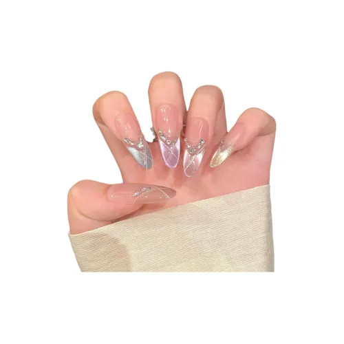 Fanze Конфетный цвет Вечеринка Весна Макарон Кошачий глаз False Nail Длинный Розовый Градиентный Милый 30MM