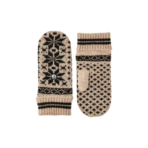 HESTRA Смесовая шерсть Вязаные перчатки Детские Бежевый Черный