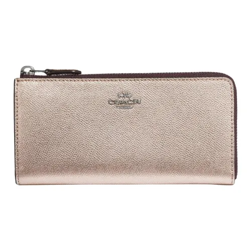 COACH Pebble Кожа Клатч Держатель для карт кошелек Женский Металл Серебряный