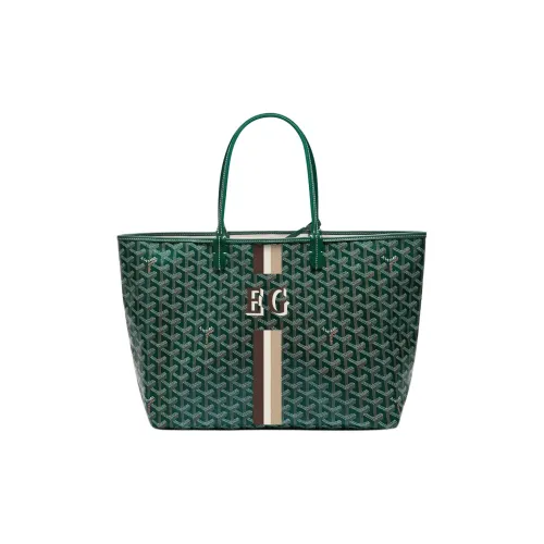 GOYARD Saint Louis PM Goyardine Холст с Chevroche Телячья кожа Тоут Сумка Сумка через плечо Маленькая Женская Зеленая
