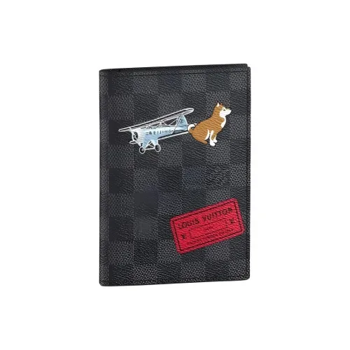 LOUIS VUITTON Покрытый холст Держатель для паспорта Унисекс Черный