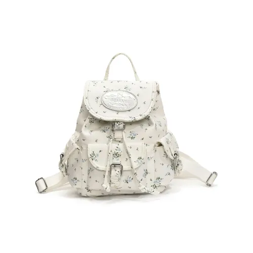 Yi Brigade Холст Рюкзак Стандартный Женский Маленький Цветок Белый Полосы Белый