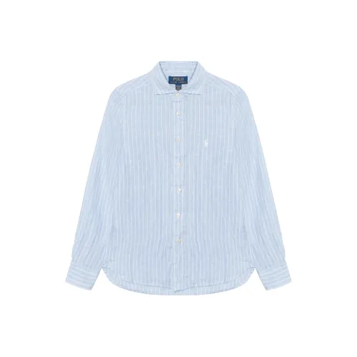 Polo Ralph Lauren SS25 Полосы Рубашка ОСЕНЬ Лето Весна Детский Синий