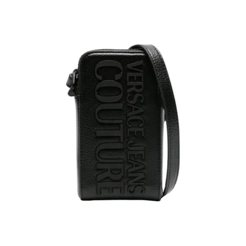 VERSACE JEANS COUTURE Полиуретан Чехол для телефона Портативная Сумка через плечо Сумка через плечо Мужская Черная