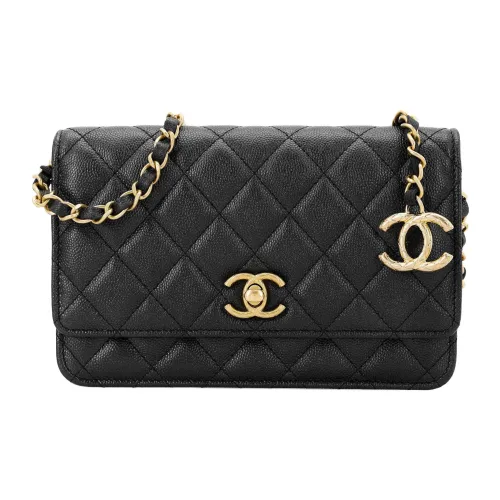 CHANEL WOC Телячья кожа Сумка через плечо Женская Черная