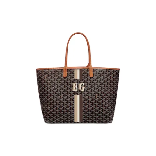 GOYARD Saint Louis PM Телячья кожа Тоут Сумка Сумка для покупок Сумка Маленькая Женская Черная Коричневая