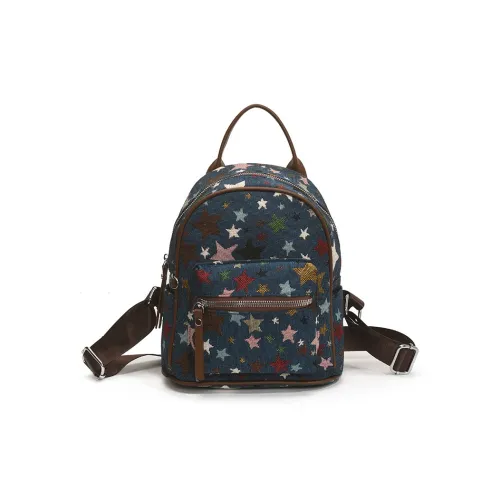 NOMK Холст Рюкзак Стандартный Женский Синий Коричневый Белый