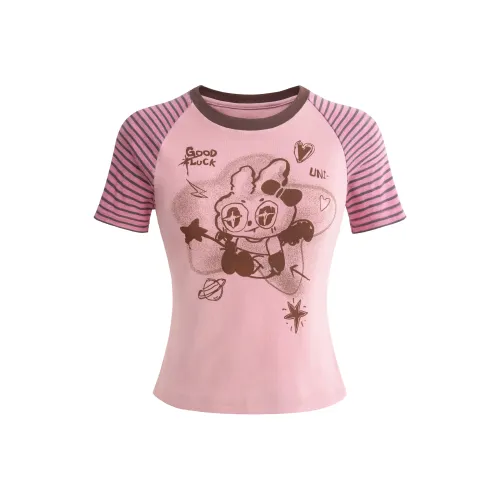 UNIFREE X Graffiti Madman Collaboration Реглан с короткими рукавами T-Shirt Женская