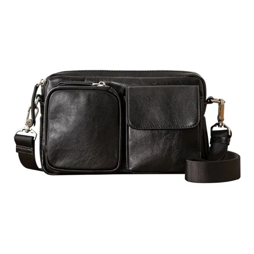 Back Step Сумка через плечо из коровьей кожи среднего размера унисекс черного цвета