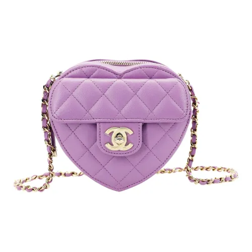 CHANEL Sheepskin Heart Bag Сумка через плечо Женская Фиолетово-розовая