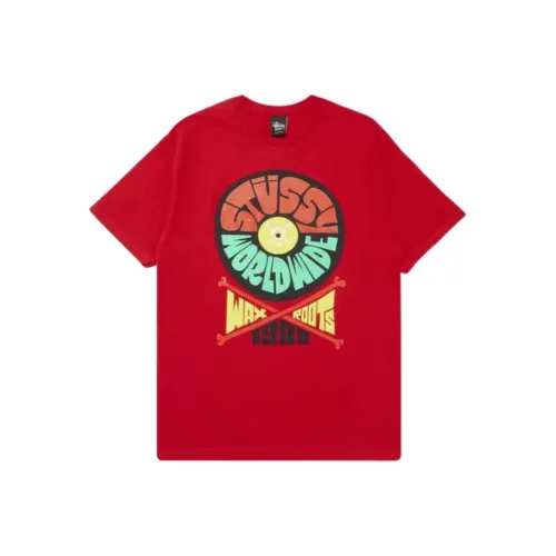 Stussy World Широкий Парафин ROOTS T Рубашка Мужская Красная