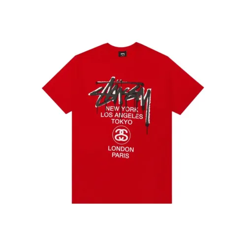 Stussy Красный Мужской T-Рубашки