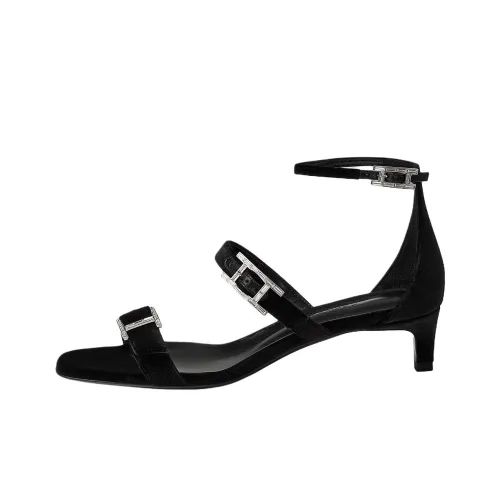 HERMES Liv One Ремешок Сандалии 4CM Женские Черные