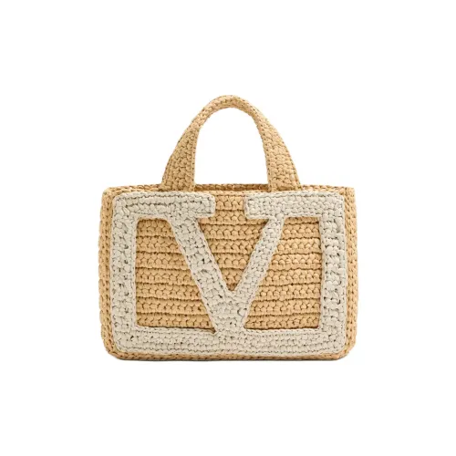 Valentino Garavani Рафия Сумка Маленькая Женская Естественный Цвет и Масло