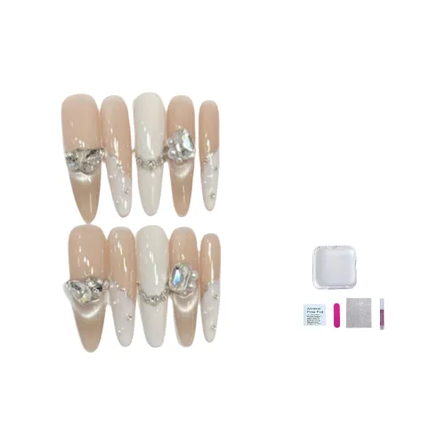 JIDUOMENG Какао-молоко Handcrafted False Nail Premium Pure Desire Smile Nail Art с цирконом ромб прямоугольный телесный