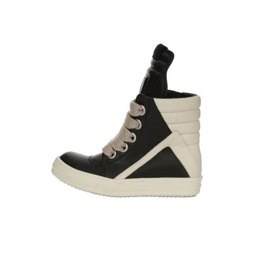 RICK OWENS совместный бренд RO Concordians Jumbolace Geobasket Высокие кроссовки для скейтбординга Женские Черный Белый
