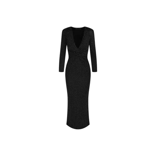 VERSACE Длинное платье с длинными рукавами женское черное