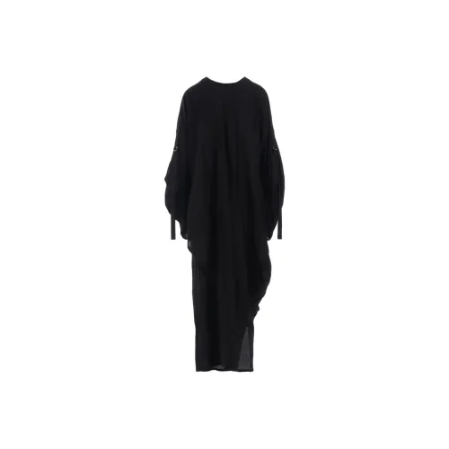 Yohji Yamamoto Черные Женские Длинные Платья с Длинными Рукавами