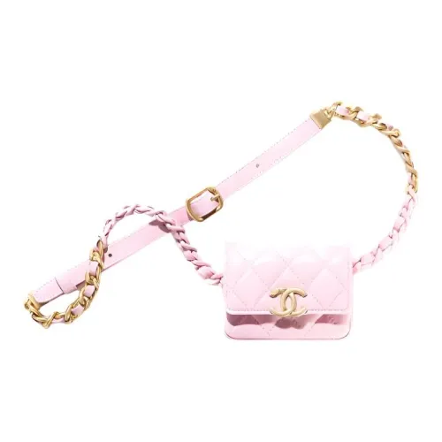 CHANEL Lambskin Flap Bag Crossbody Bag Women's Pink