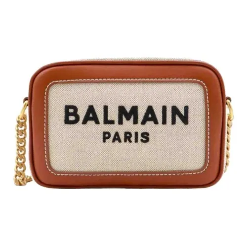 BALMAIN Холст Плечевая сумка Женская Светлый Умбра