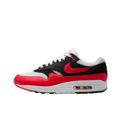 Nike Air Max 1 Устойчивые к истиранию Низкие Кроссовки для бега Повседневные Унисекс Черный Белый Красный