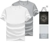 V-образный вырез 2 шт (Белый + Вересковый серый) В комплекте сумка для покупок/2 шт, Легко стирается и более экономично!