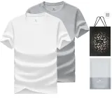 Круглый вырез, 2 упаковки (белый + фотиния серый), сумка для покупок включена / 2 упаковки, легко моющийся и экономичный!