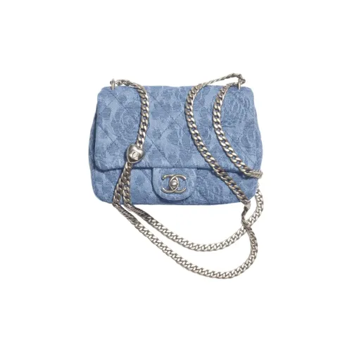 CHANEL 23P SS Denim Mini Square Flap Bag Flap Bag Shoulder Bag Medium Women's Washed Blue