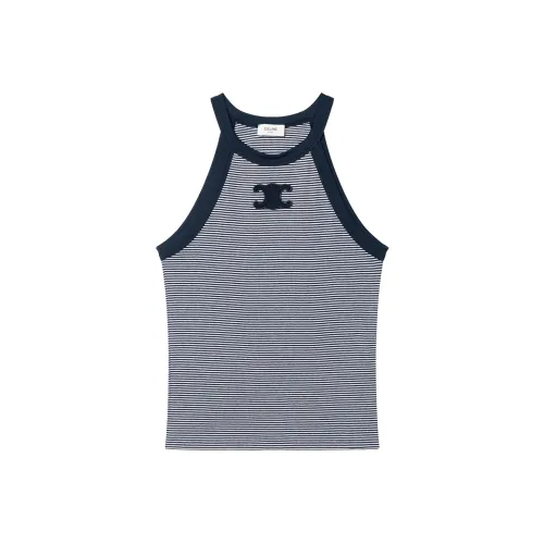 CELINE SS25 Топ на бретелях Женский Синий Белый Полосатый