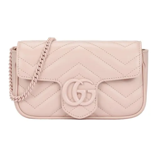 GUCCI GG Marmont Кожа Сумка с клапаном Сумка через плечо Экстра мини Женская Светло-розовая