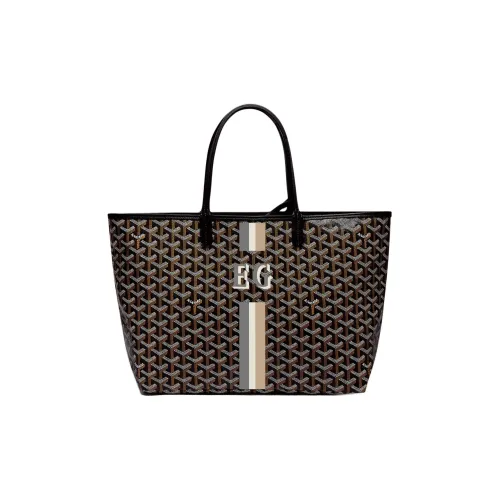 GOYARD Saint Louis PM Холст Телячья кожа Тоут Сумка Сумка для покупок Сумка Маленькая Женская Черная