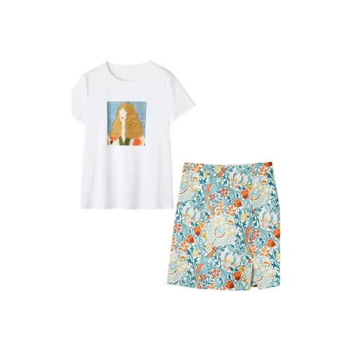 【Dme】 Повседневный костюм женский натуральный белый