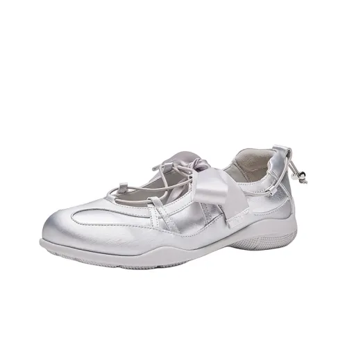 HR Туфли Мэри Джейн Женские Серебряные