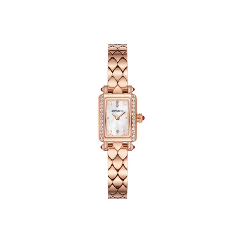 Шанхай Modern Кварцевый механизм Нержавеющая сталь Ремешок Часы Женские часы Жемчужная раковина Циферблат