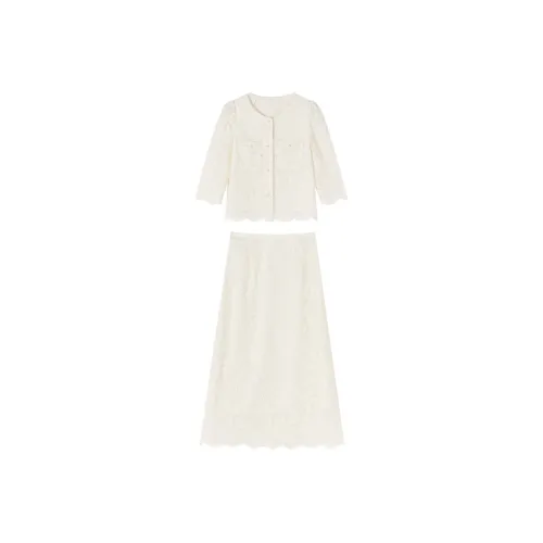 XIANGYING Цапельно-белый Женские Комплекты с юбкой